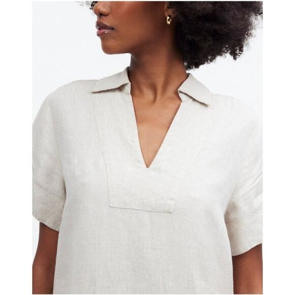 NWT Madewell V-Neck Linen Mini Dress in Natural Undyed Size XXS - Picture 2 of 15